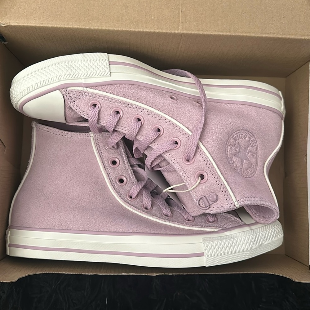 Phantom Violet/Egret suede high top converse